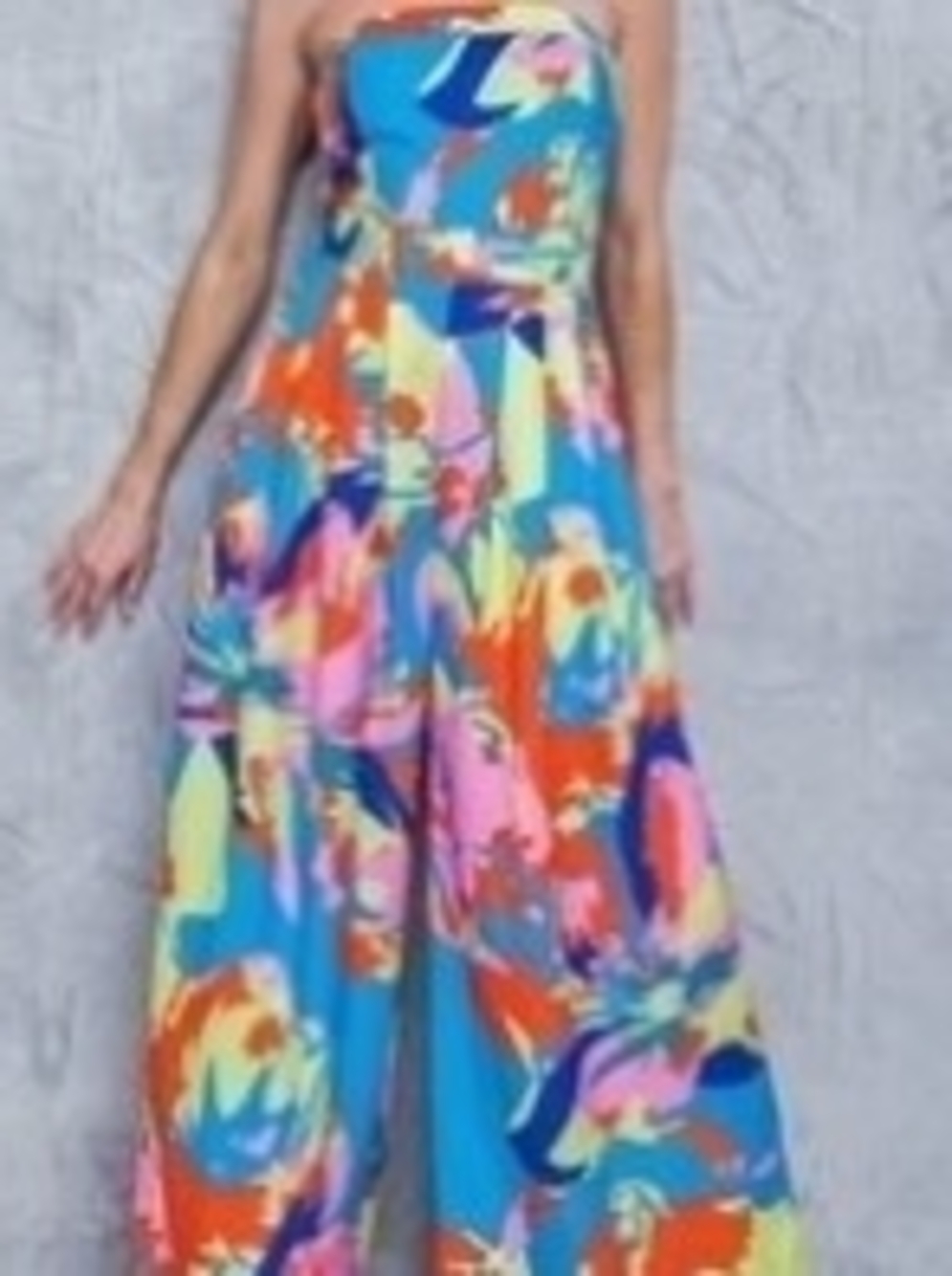 Flying Tomato Pink Multi Color Print Strapless Jumpsuit